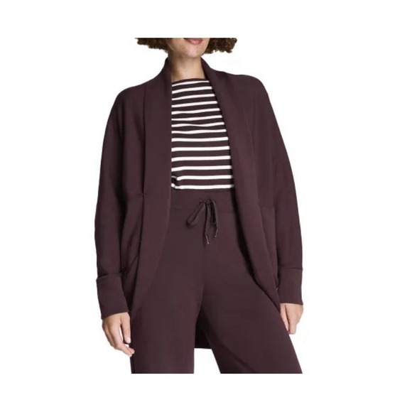 SPANX Sweaters - NWT Spanx AirEssentials Cocoon Cardigan XS/S Truffle Brown Open Front Pockets